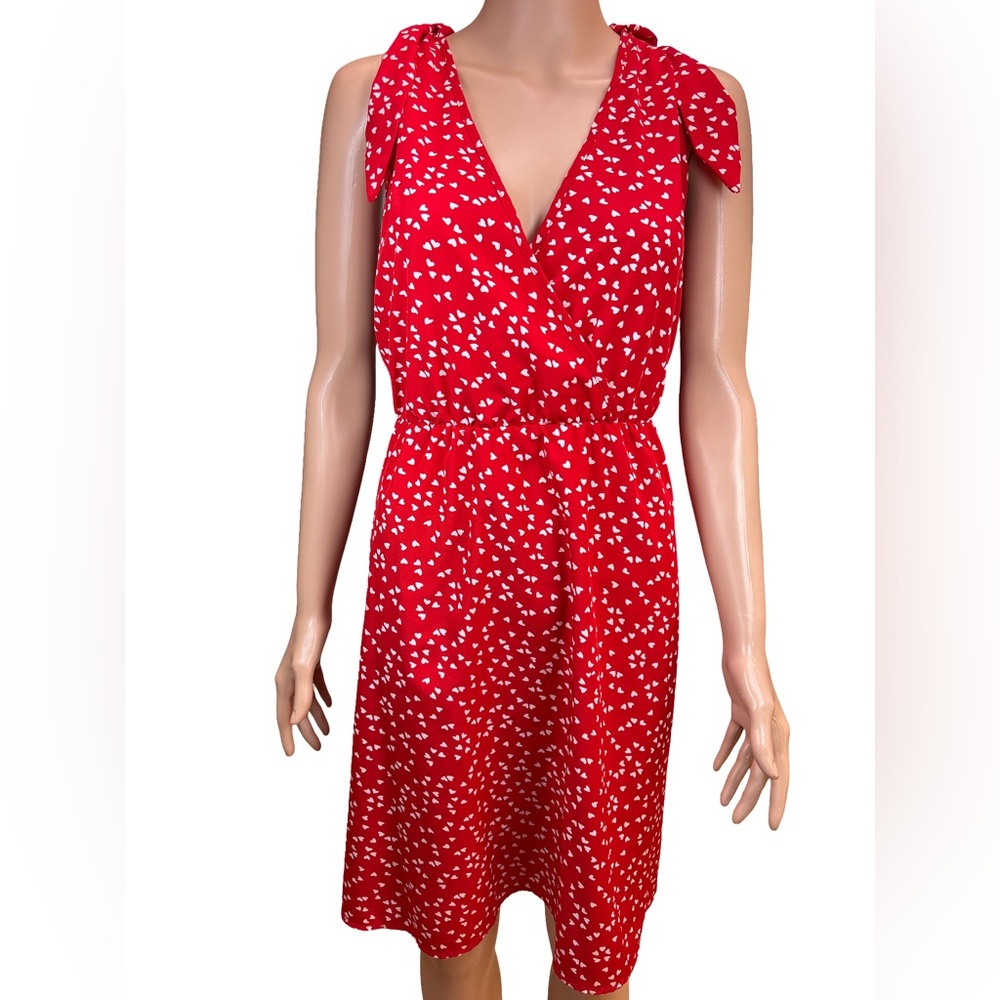 Red Heart Print V-Neck Sleeveless Midi Dress 4XL Shein